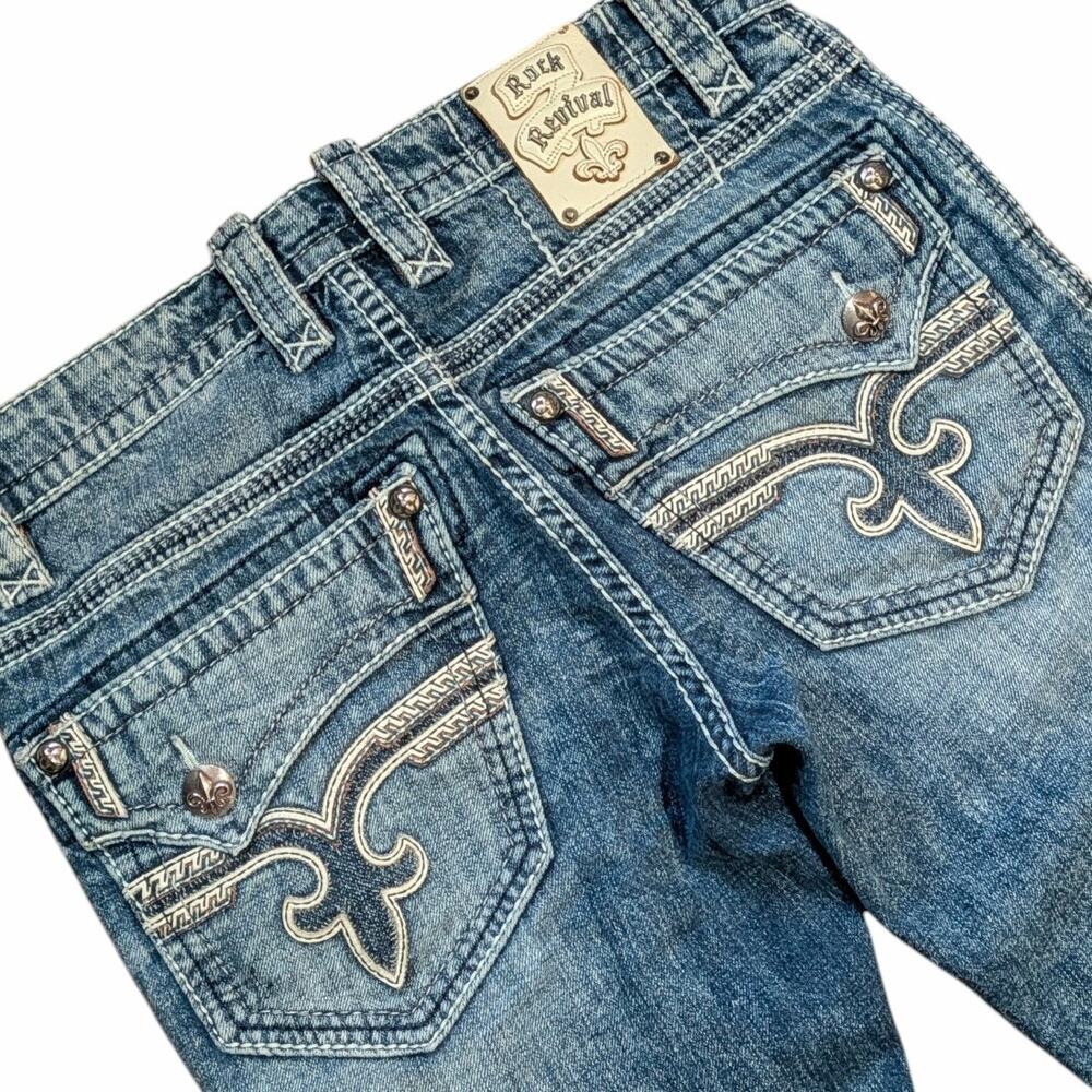 ROCK REVIVAL Faro Straight Fit Jeans Men's 32 Light Blue Acid Wash Flap Pockets - Picture 5 of 7